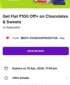 PhonePe BigBasket Offer: Get Flat ₹100 Off on ₹100 Chocolates & Sweets