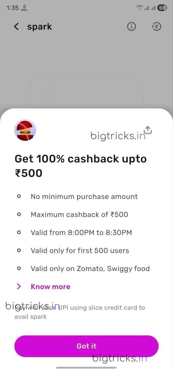 Slice Sparks Offer: Get 100% Cashback up to ₹500 on Swiggy & Zomato
