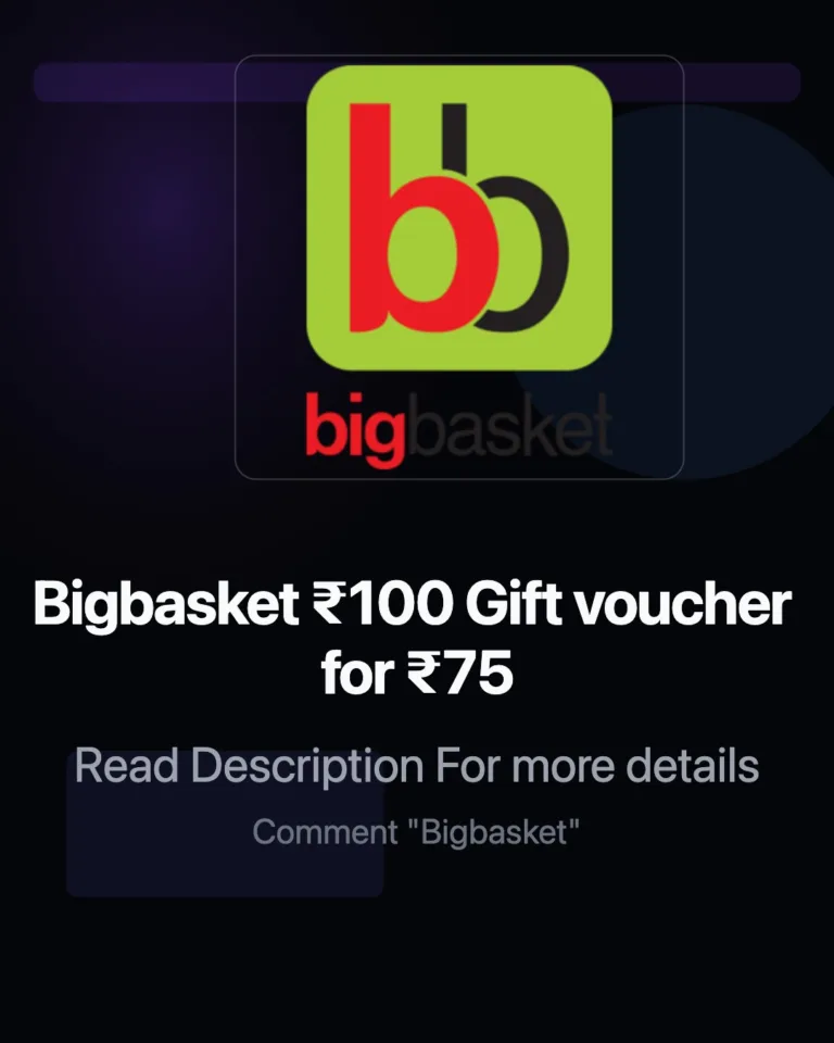 Bigbasket Gift Card Loot: Get ₹100 Voucher for Just ₹75 (Flat 25% Off)