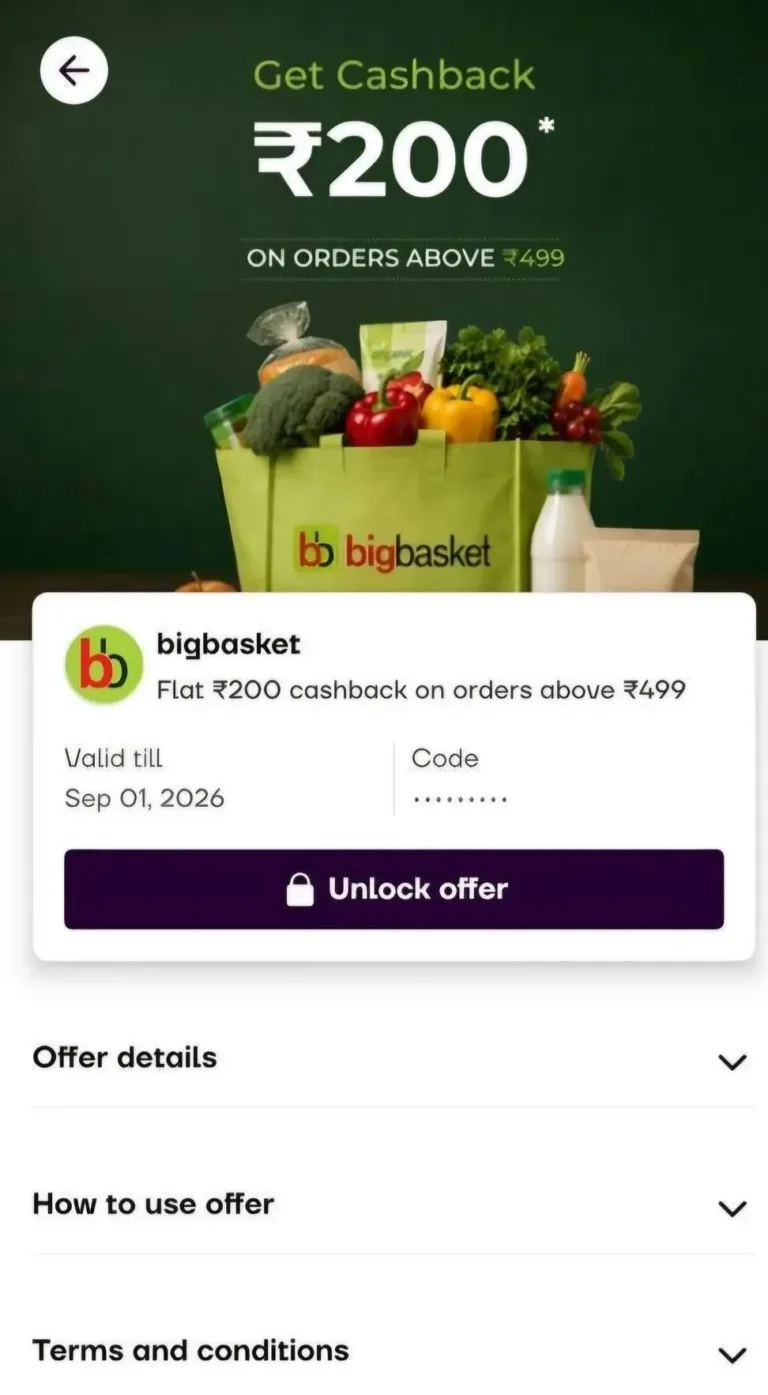 BigBasket Navi Offer: Get ₹200 Cashback on ₹499 Order