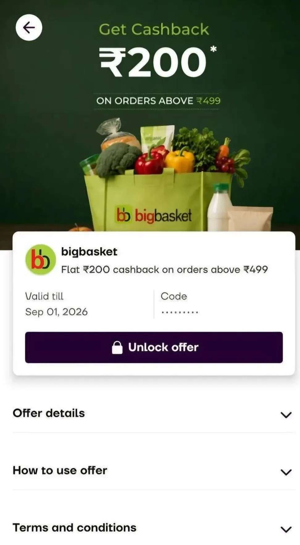 BigBasket Navi Offer ₹200 Cashback Banner