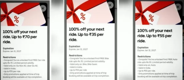 Uber Free Ride Offer: Get 100% Off on Car, Bike & Auto Rides 1 Uber