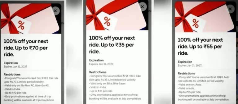 Uber Free Ride Offer: Get 100% Off on Car, Bike & Auto Rides