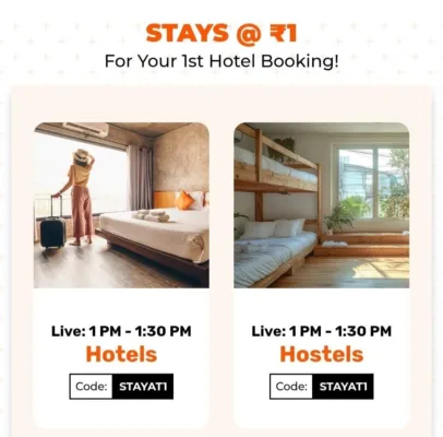 Goibibo ₹1 Hotel Booking Sale: Book Hotel at ₹1 Today 1 Goibibo