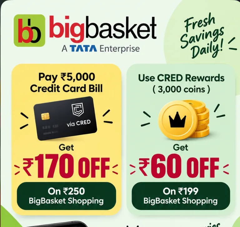 Bigbasket CRED Offer: Get Up to ₹230 OFF on Groceries