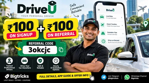 DriveU Referral Code - Get ₹100 on Signup | Driver in 30 minutes 1 DriveU