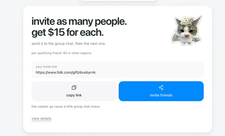 Folk AI Refer and Earn: Earn $5 Per Invite