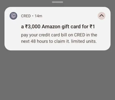 Get ₹3,000 Amazon Gift Card for ₹1 on CRED 1